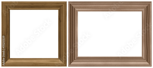 wooden frame isolated on white, set