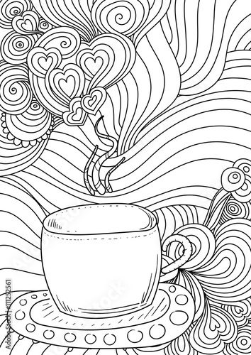 Pattern for coloring book. Ethnic retro design