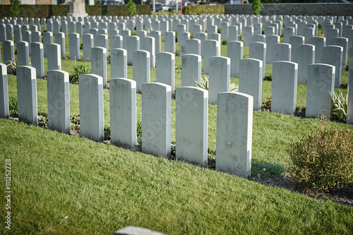 memorial for fallen soldiers of world war one in Belgium / white gravestones on cemetery in Belgium © marako85