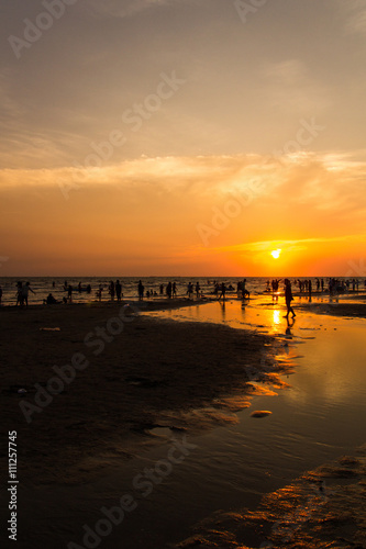 sunset at Bangsean beach,Chonburi,Thailand