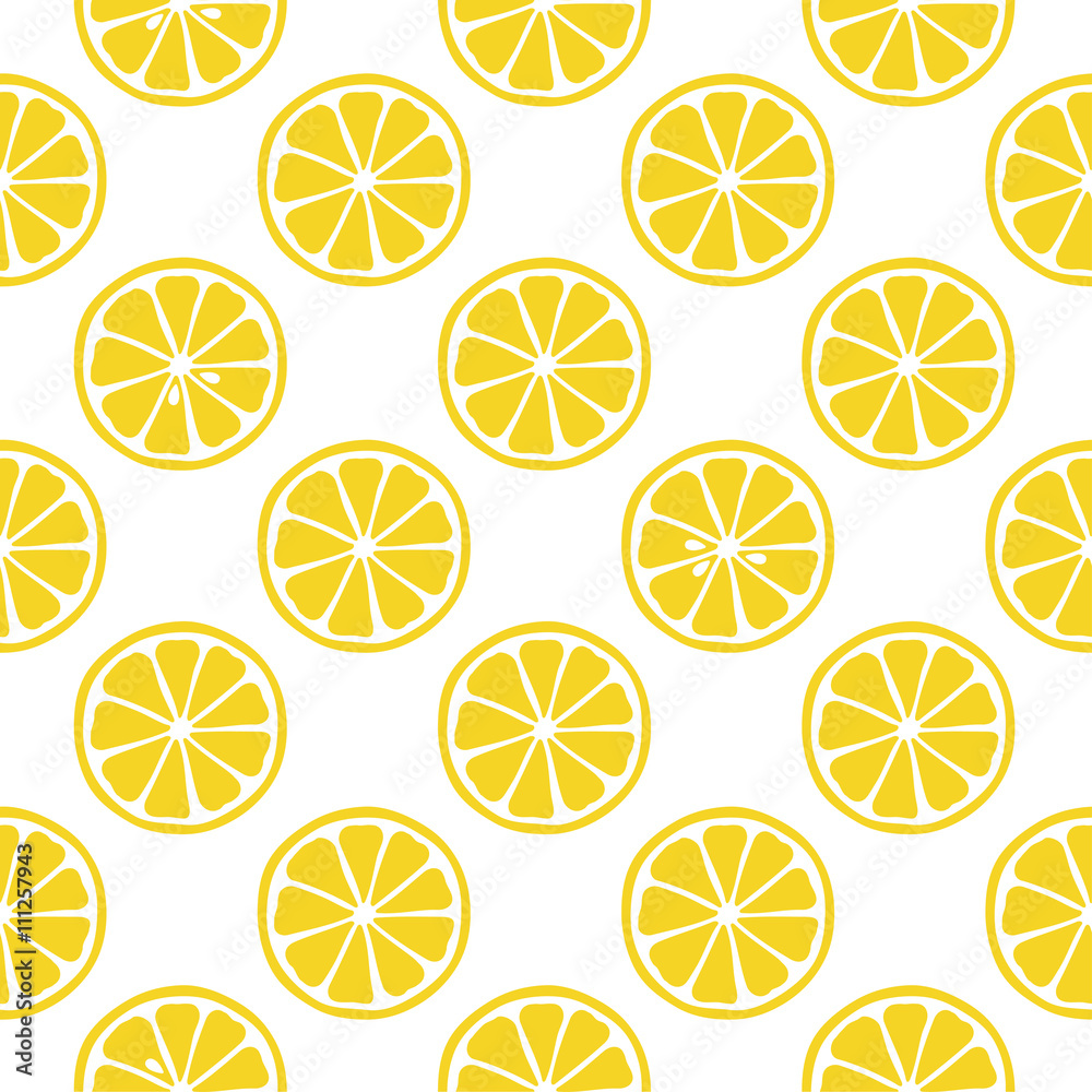 Seamless pattern with lemons on the white background. Vector illustration.
