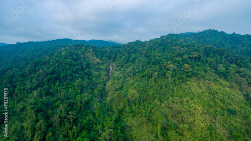 aerial top view of forest mouatain in asian Thailand
