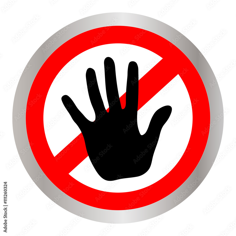 The crossed hand in a red circle. Hand ban The crossed hand in a red circle. Hand ban