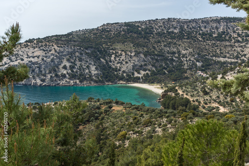 Fototapeta Naklejka Na Ścianę i Meble -  Panoramic view of Livadi beach, Thassos island, East Macedonia and Thrace, Greece 