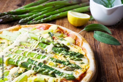 Fresh homemade Pizza Asparagus