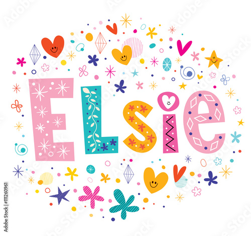 Elsie girls name decorative lettering type design