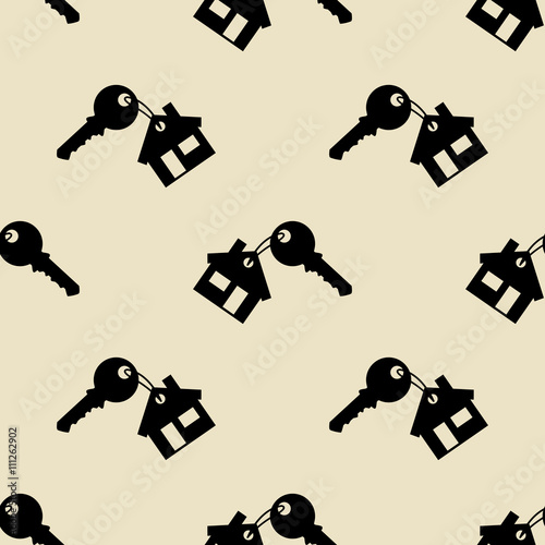 Icono plano patron con llave de vivienda sobre fondo beige