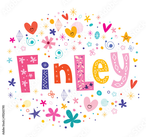 Finley girls name decorative lettering type design