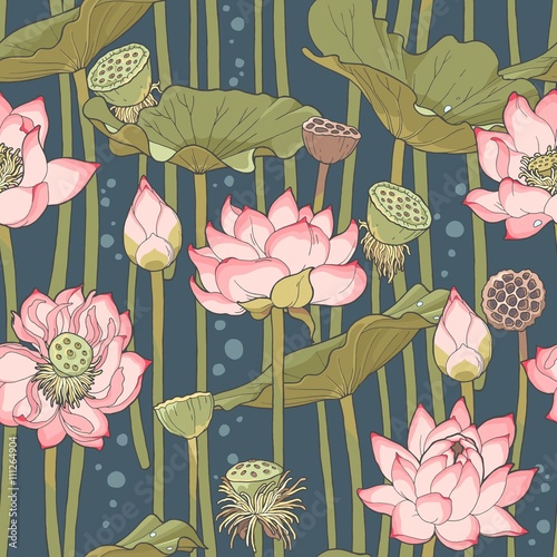 Blooming lotus seamless