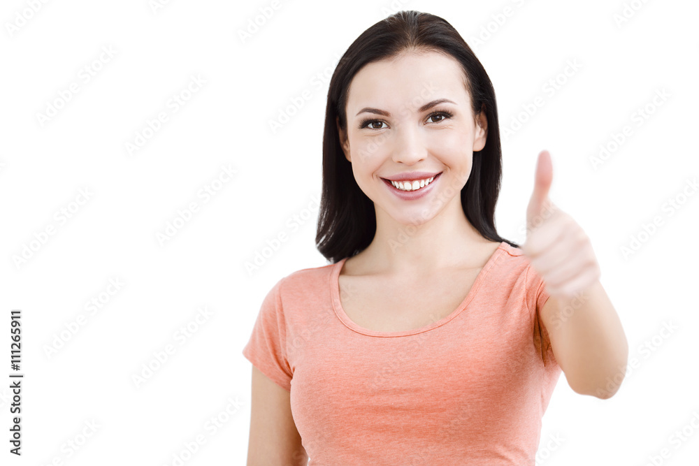 Beautiful young woman on white background Beautiful young woman on white background