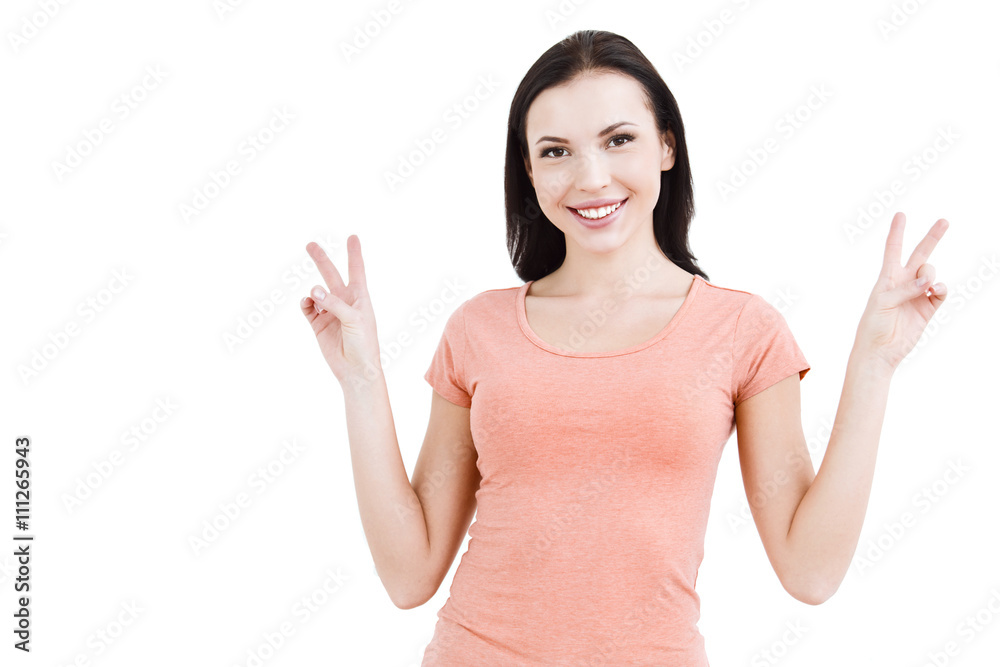 Beautiful young woman on white background Beautiful young woman on white background