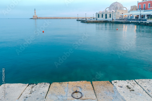 Chania. Venetian harbor in the morning. photo