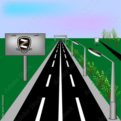 road markings. street lights. billboard .