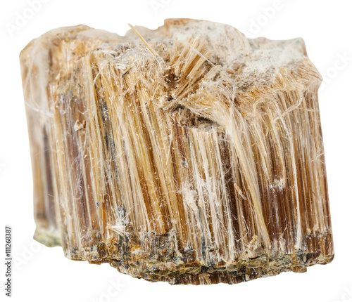 specimen of brown asbestos isolated on white