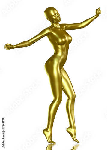 3d rendered illustration of golden woman
