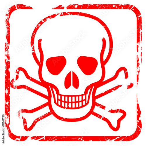Fotografía Poison sign background, red rubber stamp with grunge edges