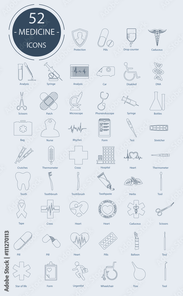 Linear medical icons. Vector elements
