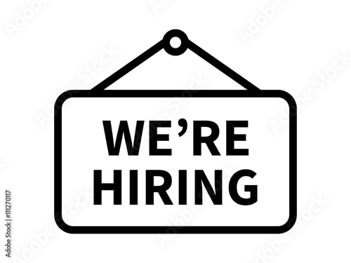 We're / we are now hiring sign line art icon for apps and websites