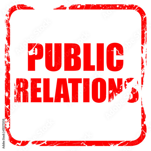 public relations, red rubber stamp with grunge edges