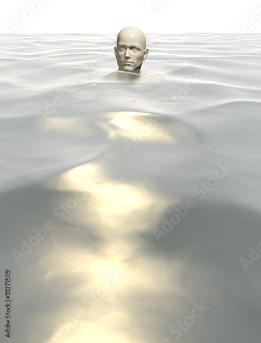 3d rendered illustration of a male in sea