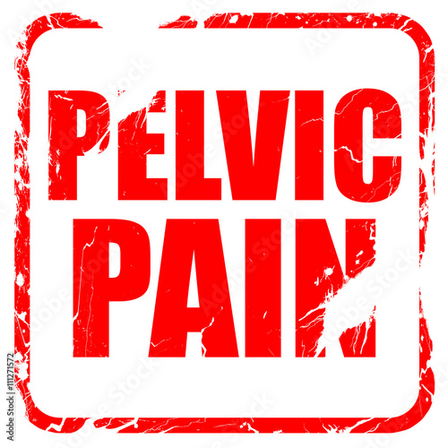 pelvic pain, red rubber stamp with grunge edges
