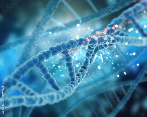 Obraz na plátně 3D render of a medical DNA background