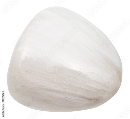 tumbled scolecite gemstone of isolated on white photo