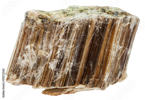 piece of brown asbestos isolated on white