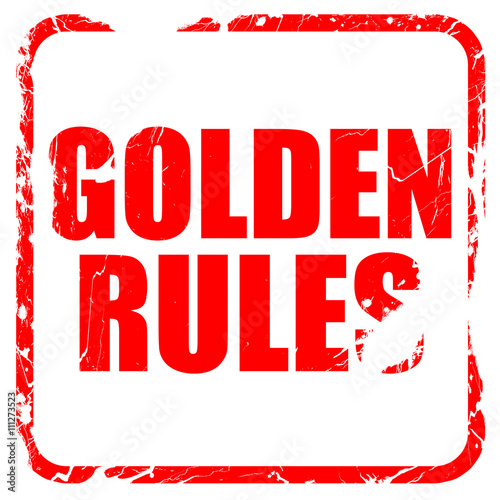 golden rules  red rubber stamp with grunge edges