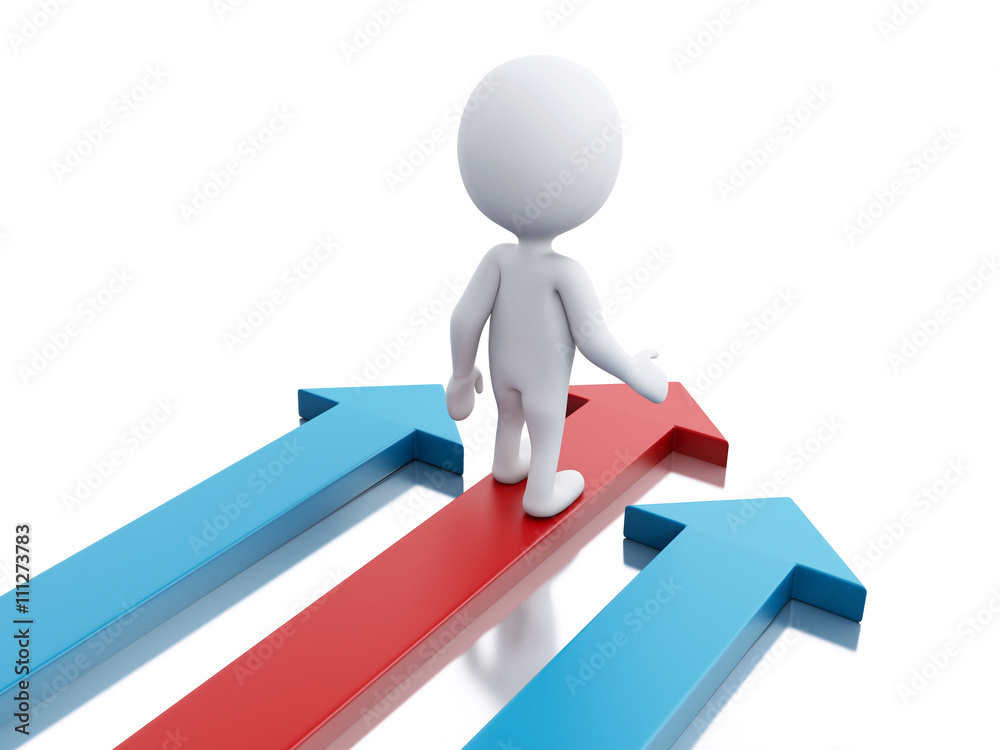 3d White people with arrows. Success and leadership concept. 3d White people with arrows. Success and leadership concept.