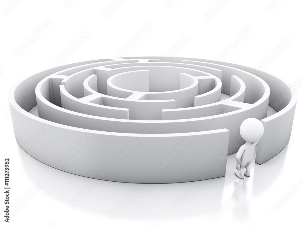 3d White people with a maze. 3d White people with a maze.