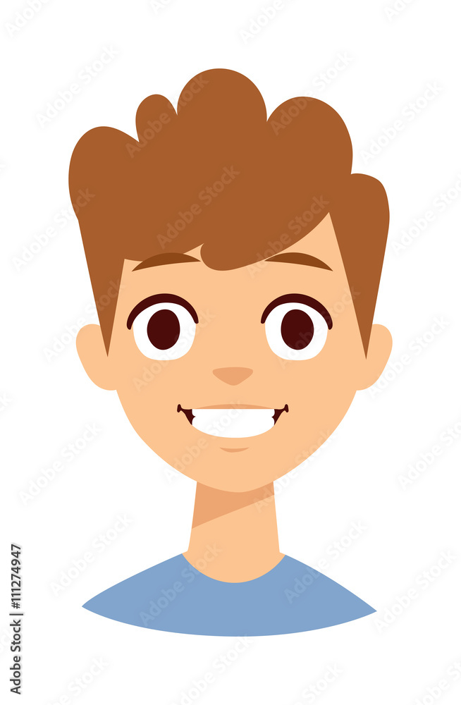 Happy boy face vector illustration.