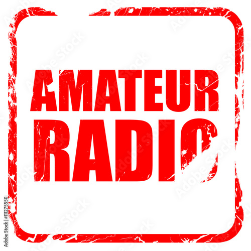 amateur radio, red rubber stamp with grunge edges