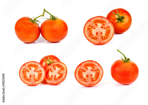 Collection Tomato on white background.