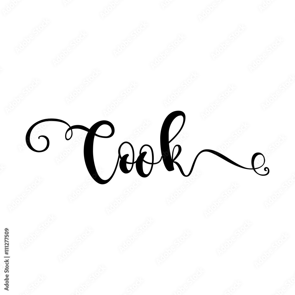 Cook. Verb English. Beautiful greeting card with calligraphy black text ...