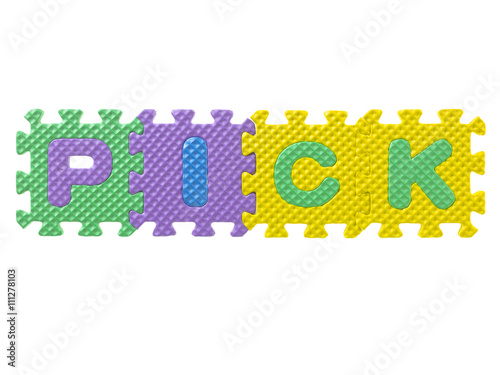 rubber puzzle forming a word pick