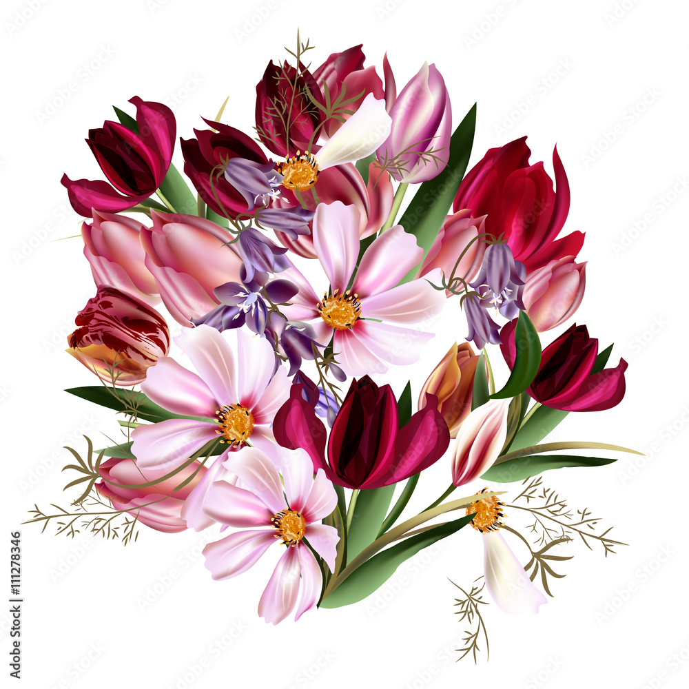 Beautiful background or illustration with tulip flowers