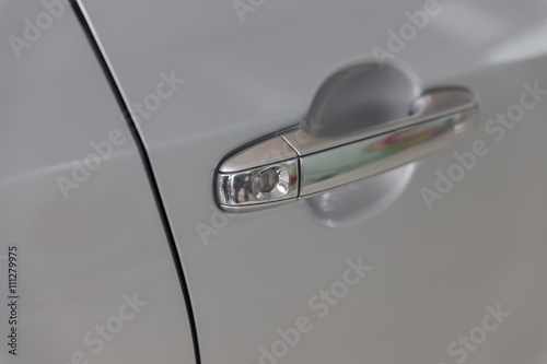 door handle of new silver car