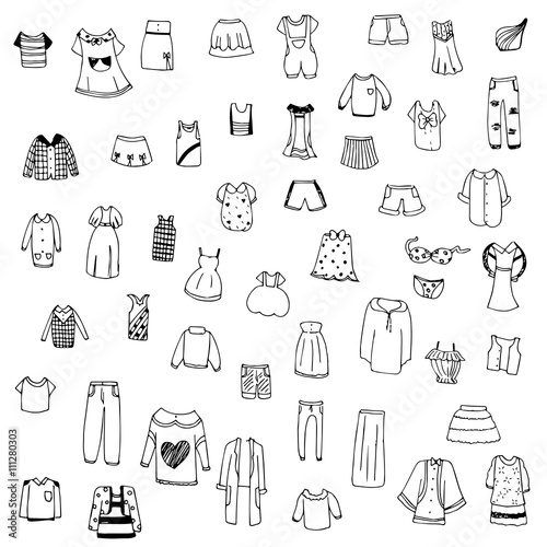 clothes sketch vector set of free hand drawing