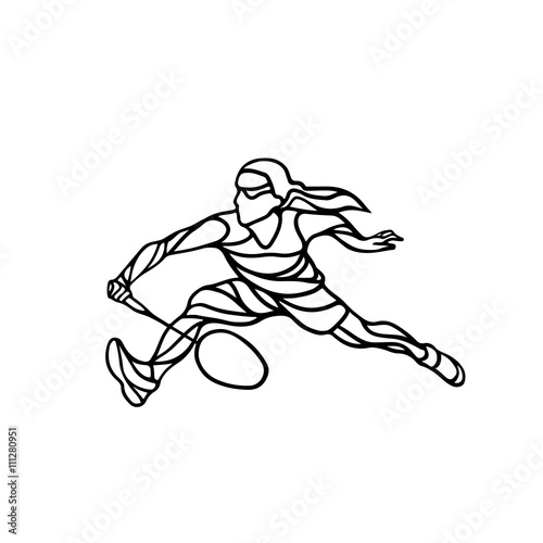 Creative silhouette of abstract female badminton player