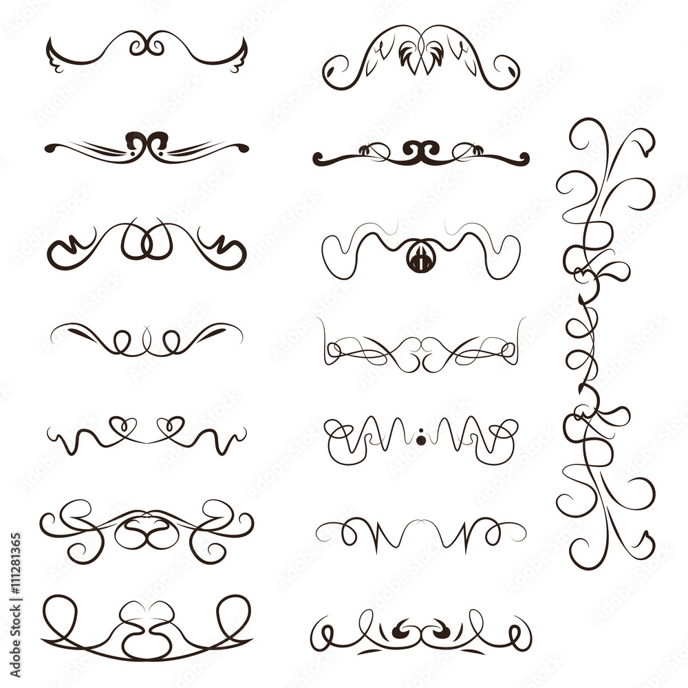 calligraphy swirl  line graphic designs vector set,swirl border