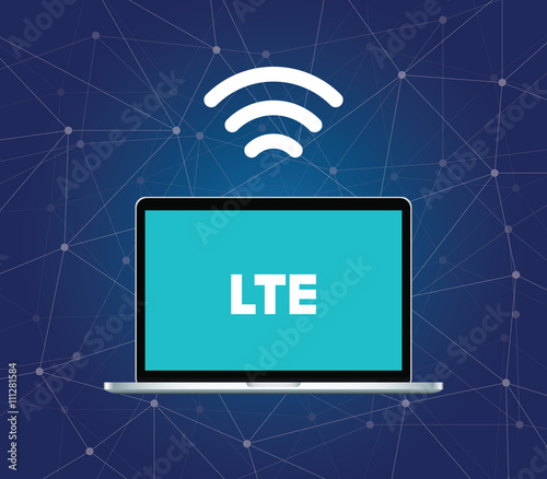 lte 4g signal internet connection with wifi and laptop with dot connection vector graphic illustration