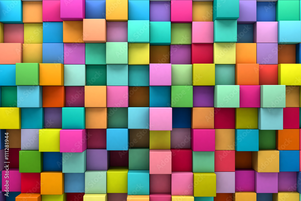 Abstract background of multi-colored cubes, 3D illustration Abstract background of multi-colored cubes, 3D illustration