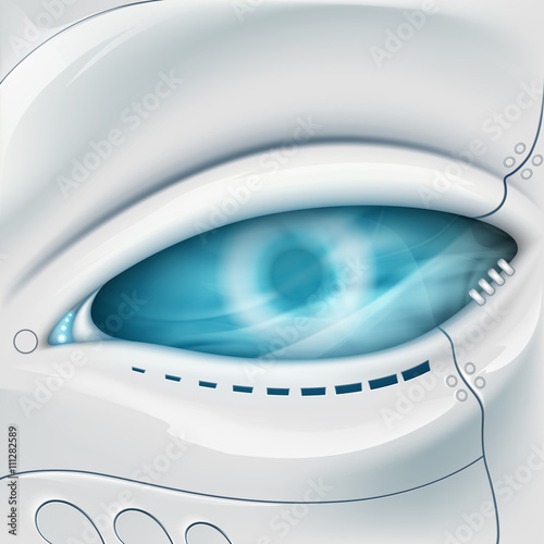 Robot Eye. Mechanical face. Stock vector illustration.