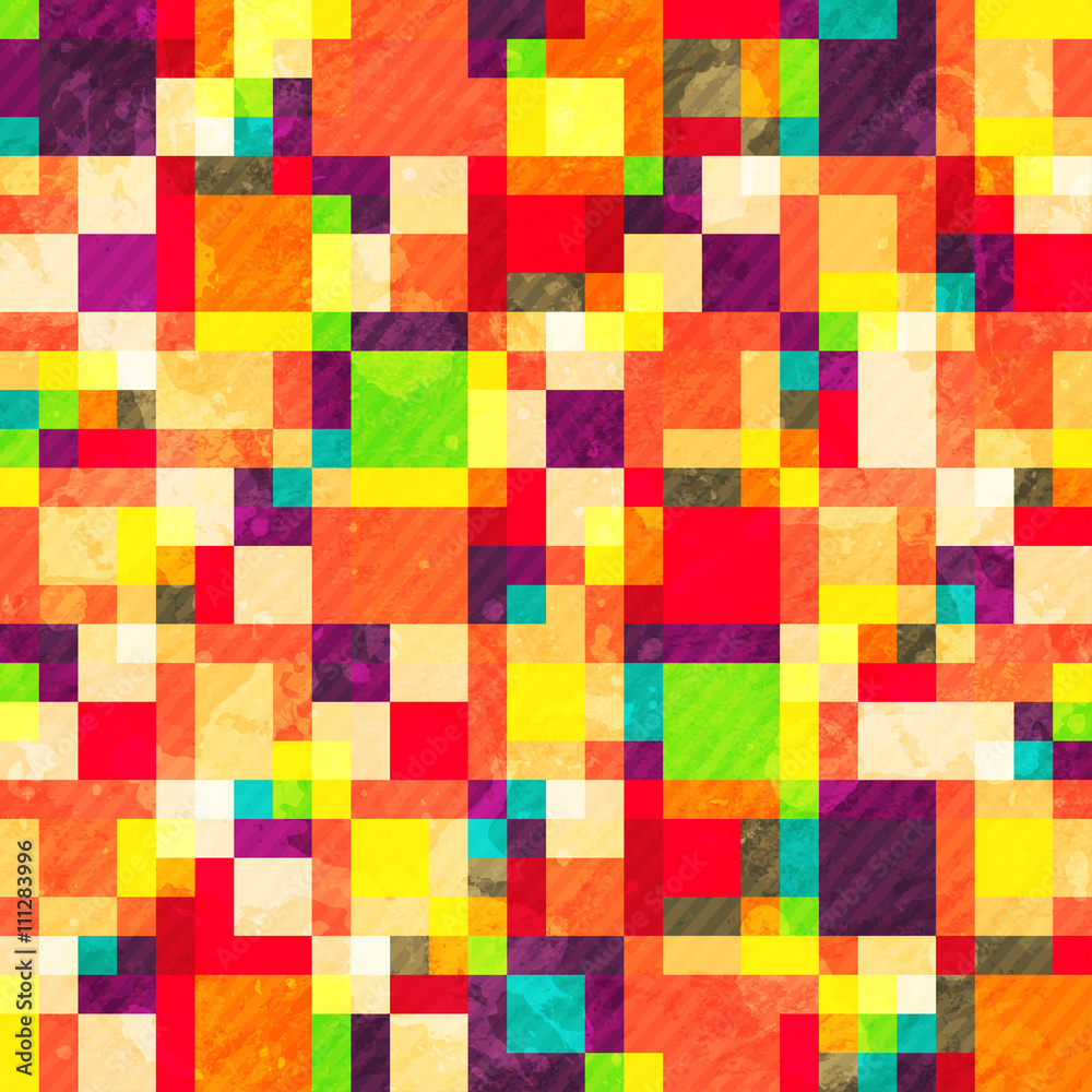 colourful square seamless pattern with grunge effect
