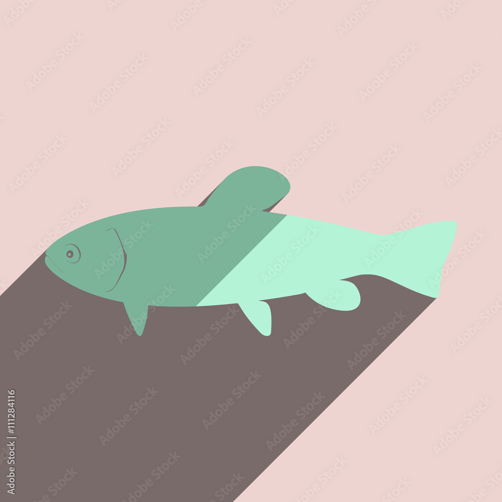 Flat icons with shadow of tench