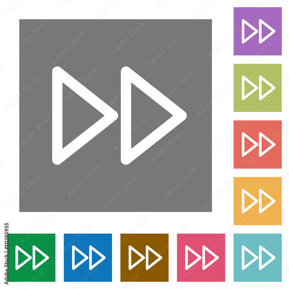 Media fast forward square flat icons