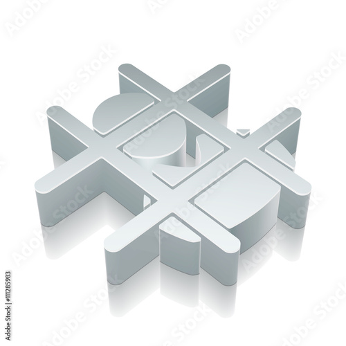Law icon: 3d metallic Criminal with reflection, vector illustration.