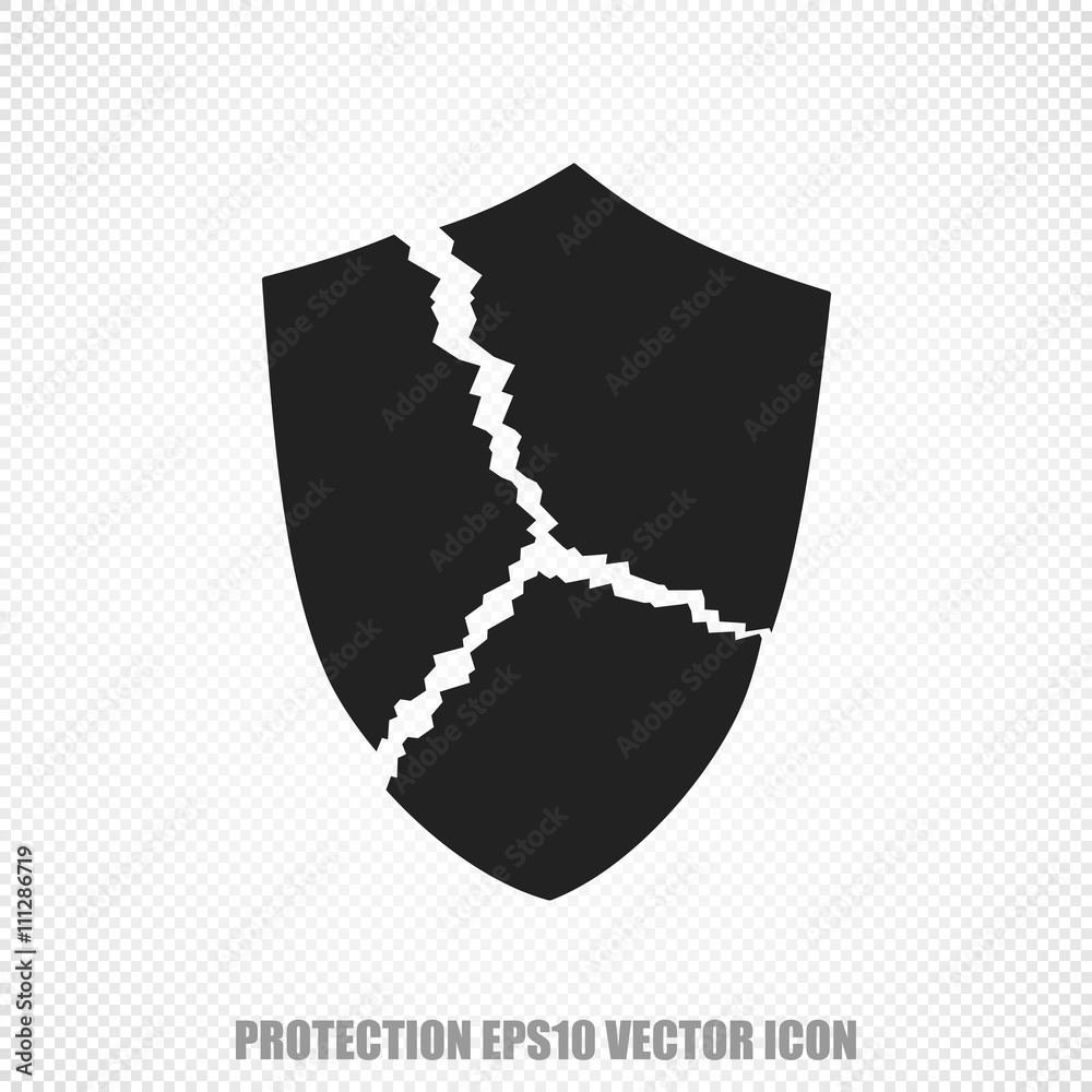 Safety vector Broken Shield icon. Modern flat design. Stock Vector