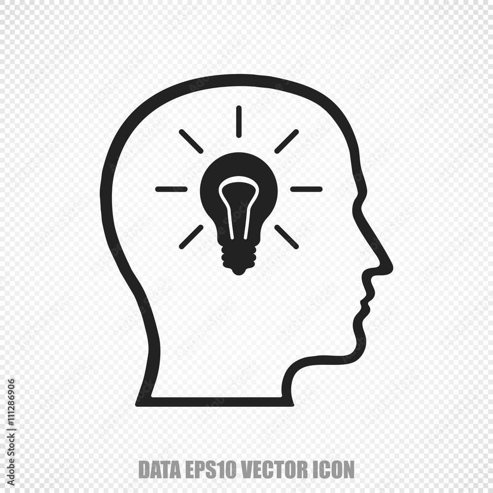 Data vector Head With Lightbulb icon. Modern flat design. Data vector Head With Lightbulb icon. Modern flat design.